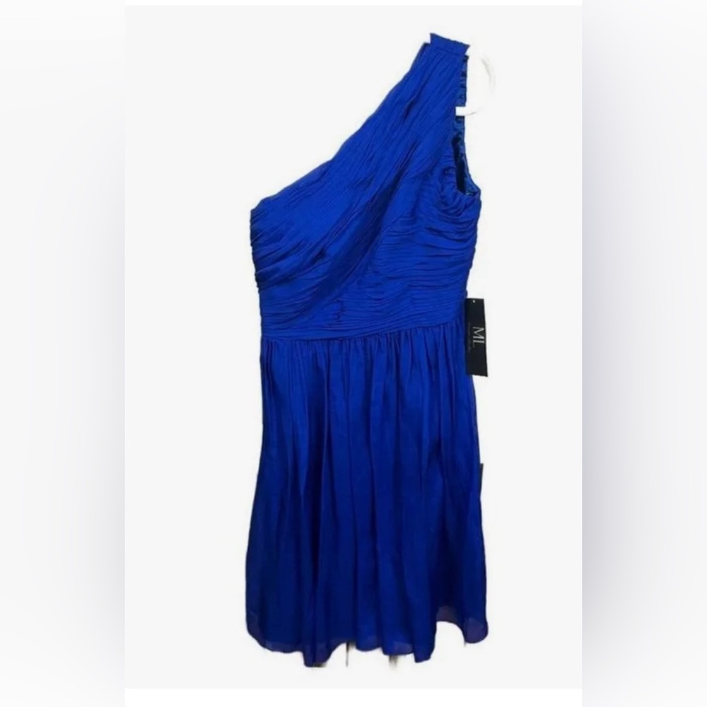 NWT Blue formal Monique Lhuiller one shoulder dress. - Picture 4 of 7